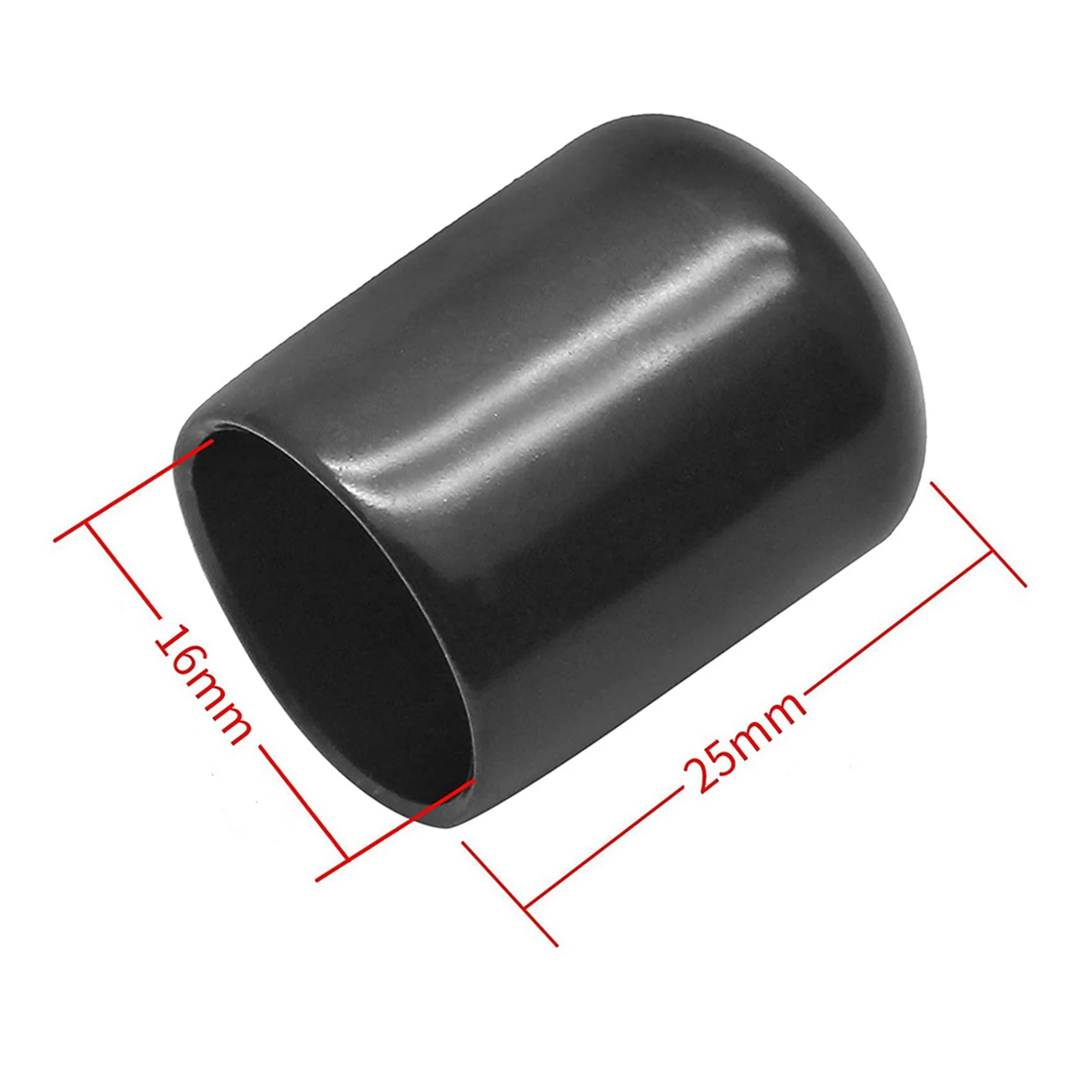 50 Buah Penutup Ujung Karet 16Mm ID PVC Penutup Baut Tabung Bulat Pelindung Ulir Sekrup Hitam-ABQU