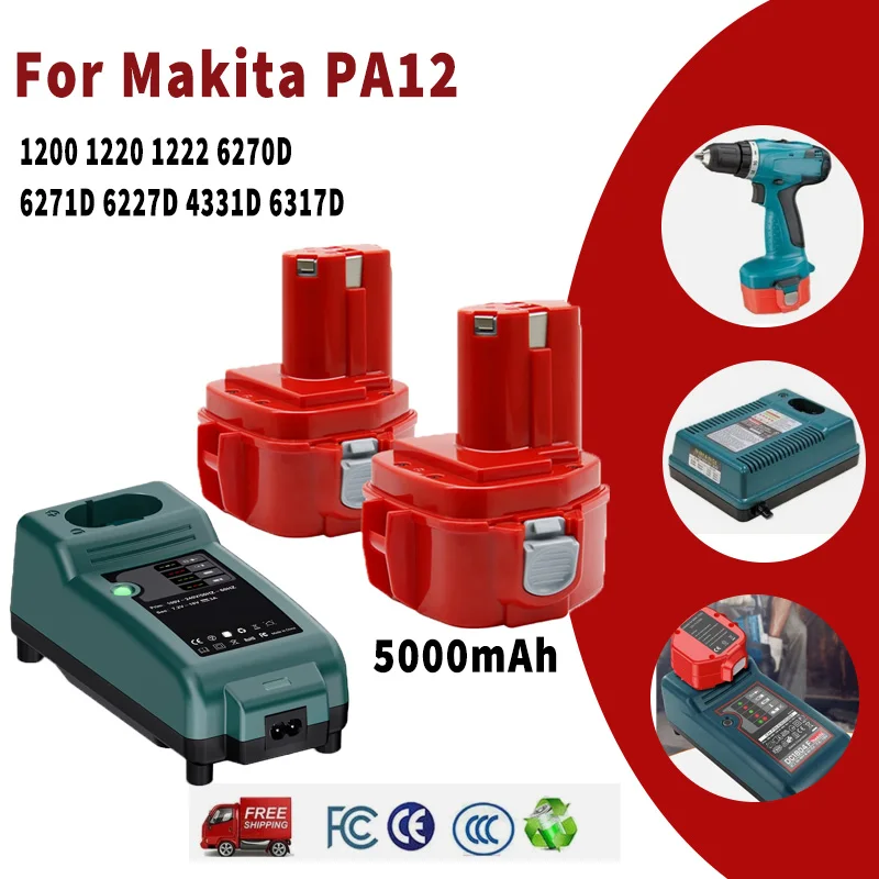 Image of 5000 mAh für Makita PA12 12 V Akku, wiederaufladbarer Akku, Akku-Bohrschrauber, Elektrowerkzeug 1200 1220 1222 6270D 6271D 6227D 4331D 6317D