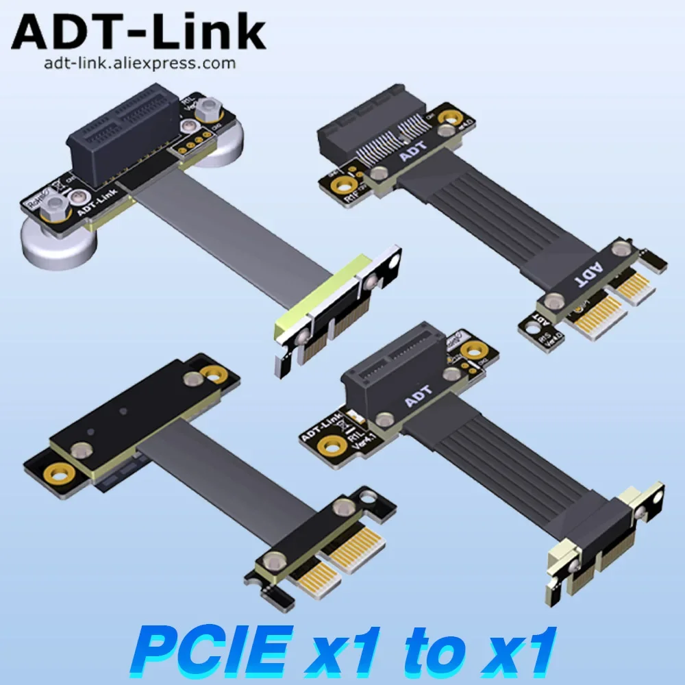 

Dual 90Degree Right Angle PCIe 3.0 X1 To X1 Extension Cable R11SL-TL 8G/bps High-Speed PCI Express 1x Riser Card Ribbon Extender