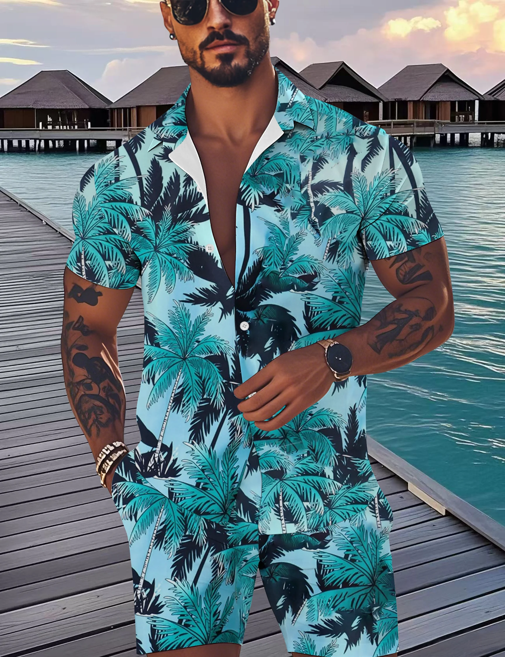 

Trendy Boys' Designer Resort Wear: Breathable Shirt & Shorts Coordinated Set for Summer Vacations