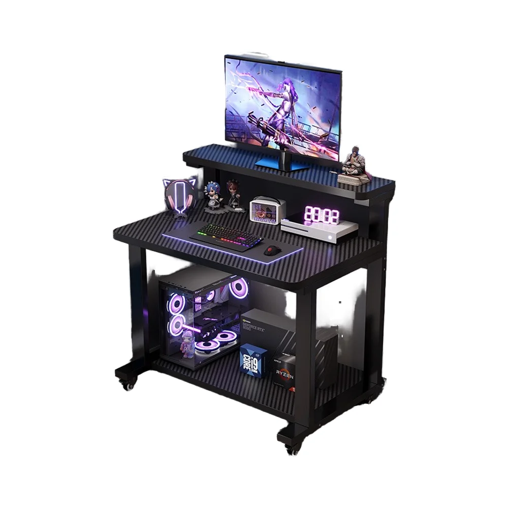 *Modern Design Computer Desk Integrated Gaming & Office Multi-Layer Desktop for Small Apartments Movable Game Desk