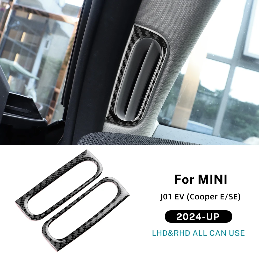 

For BMW Mini Cooper Electric E SE J01 EV 2024 2025 Car A Pillars Air Outlet Vent Frame Interior Sticker Soft Carbon Fiber Trim