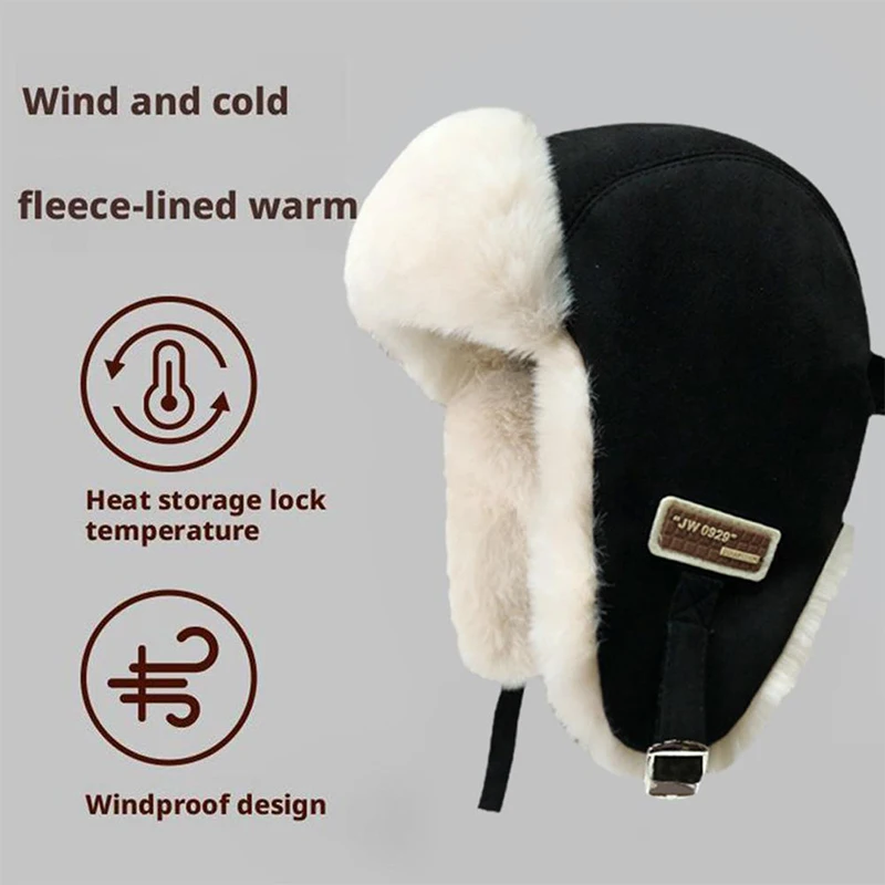 Thick Warm Russian Ushanka Fur Hat Fashion Male Female Winter Outdoor Hat Black Grey Earflap Ski Russian Cap Bomber Hat Gifts