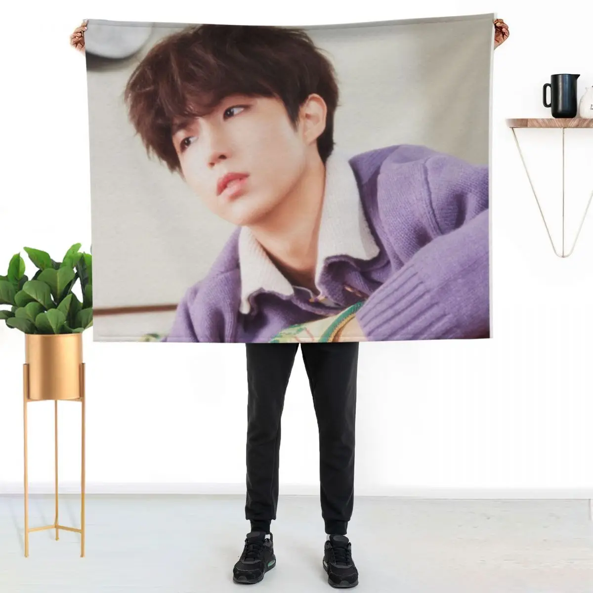 

Xdinary Heroes Junhan- Hello, World! Throw Blanket Travel Size Cozy Blanket for Plane Train