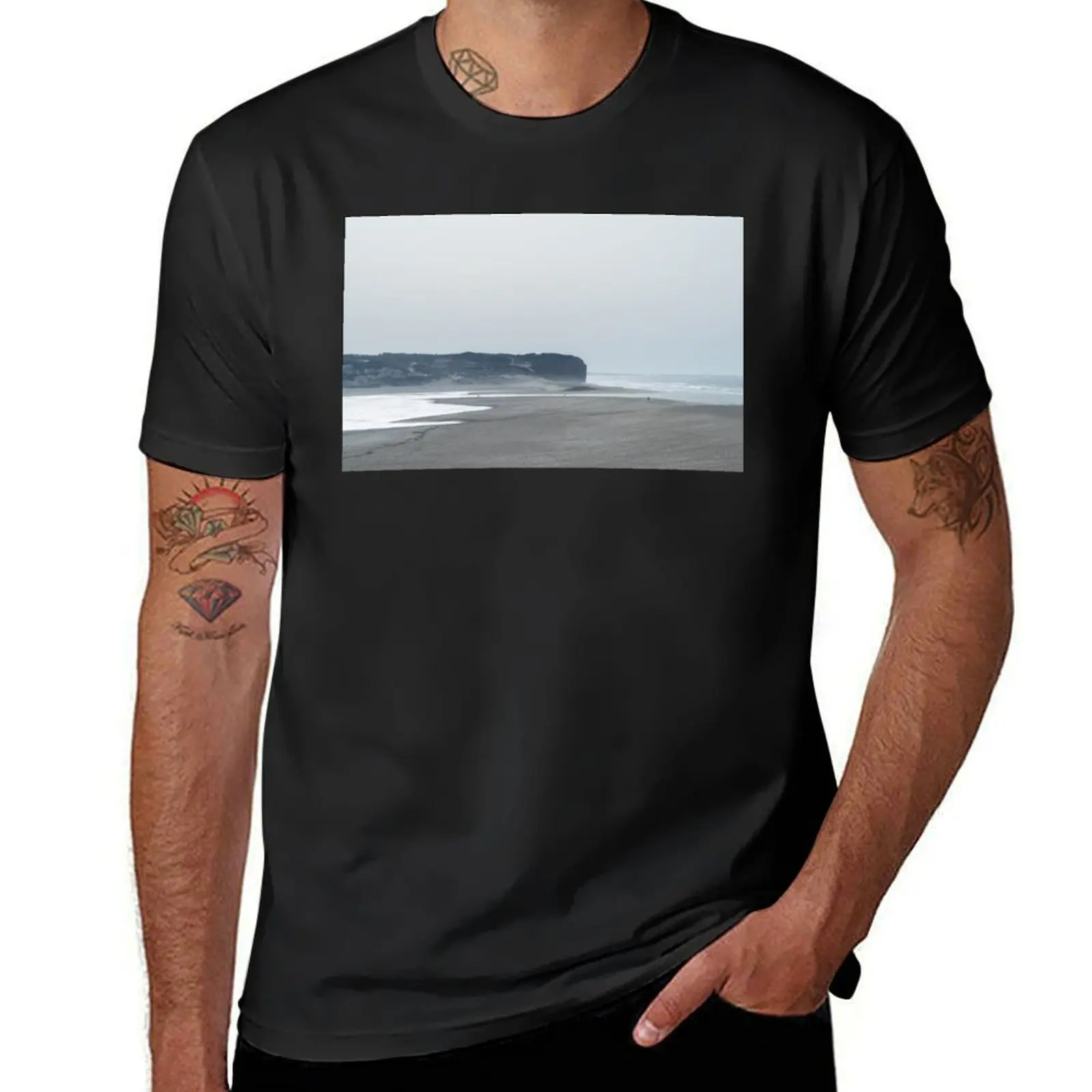 Pearly Ocean Mists - Obidos Lagoon Entrance on Portugal Silver Coast T-Shirt animal prinfor boys men workout shirt