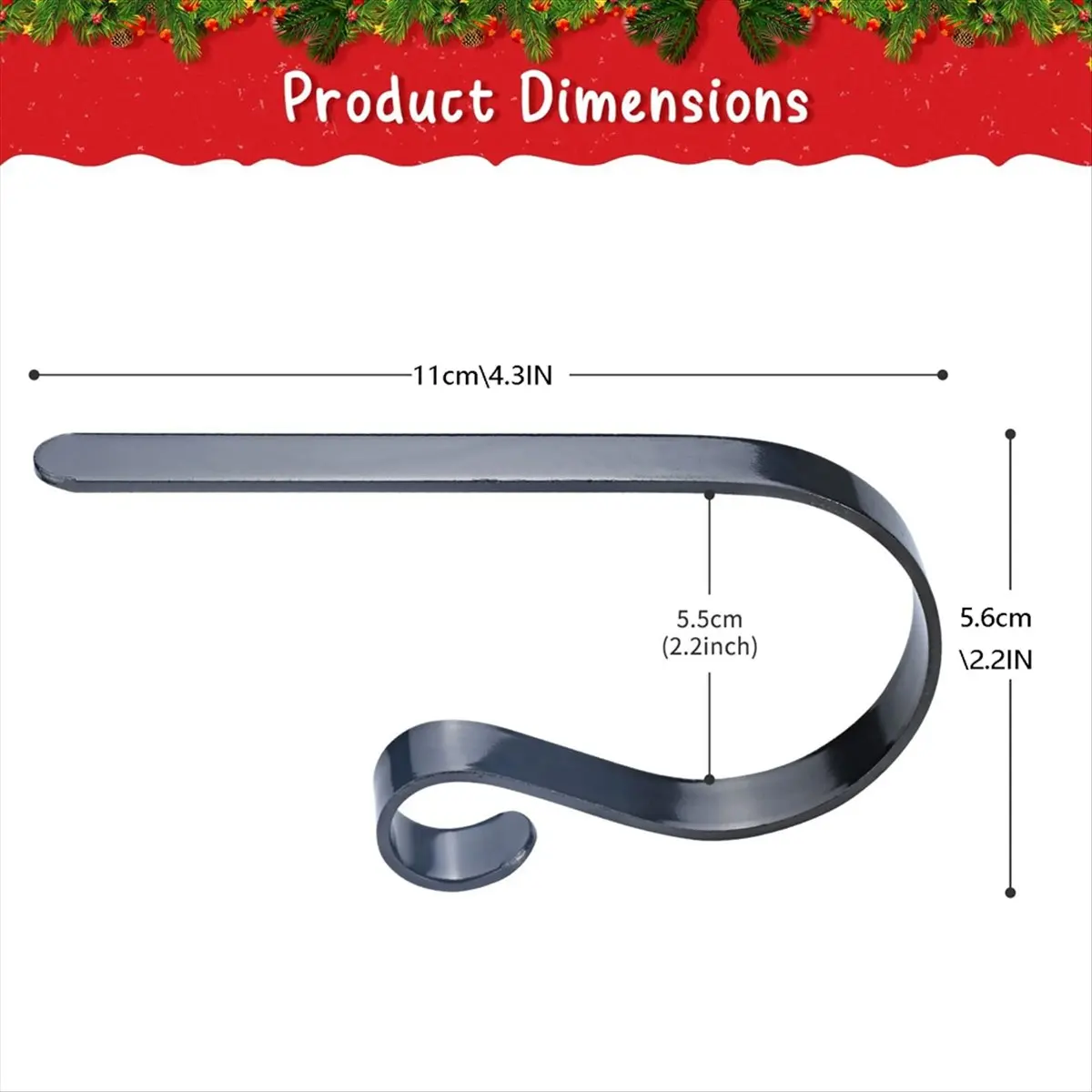 AA83 Juego de 6 Soportes para Calcetines Navideños para Chimenea, Ganchos Decorativos para Chimenea, Gancho para Calcetines Navideños, Negro