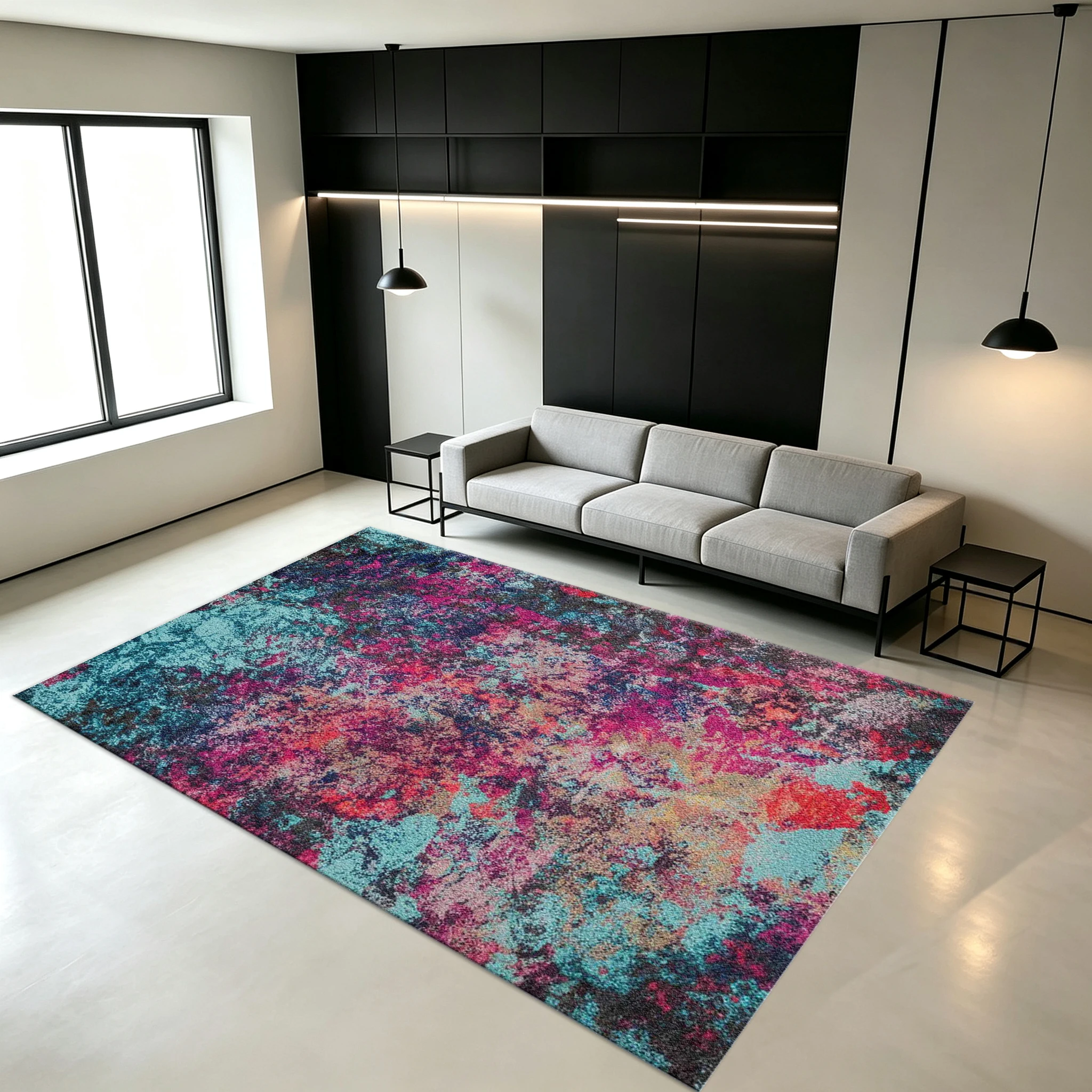 Colorful Abstract Splatter Carpet, Square Modern Art Carpet, Suitable for Indoor Home Office Decoration