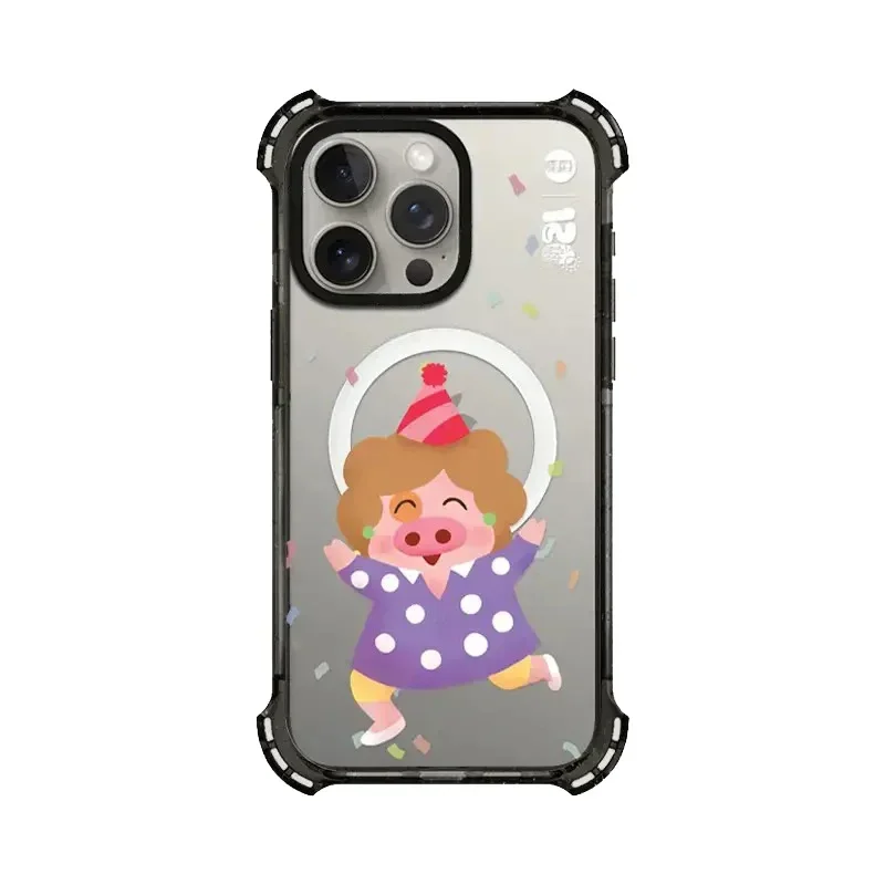 4 Corner Cartoon Cute Pig Magnetic Phone Case Cover for iPhone 13 15 14 Pro Max Protective Case, Fits iPhone 15 Pro Max