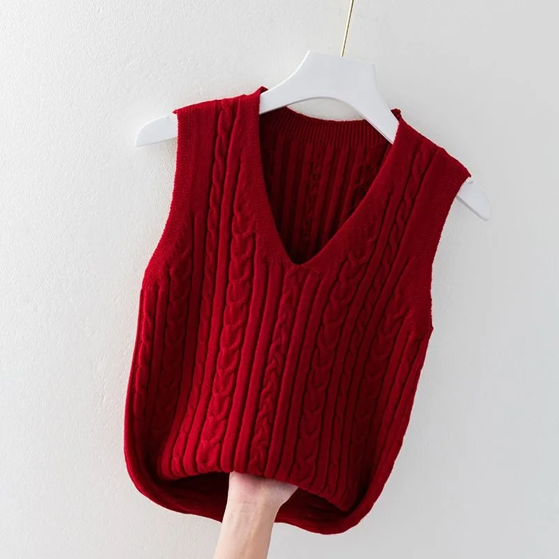 

Vest Knitted Sweater Women's Trendy Autumn and Winter Loose Sleeveless Bottoming Shirt Sweater Vest