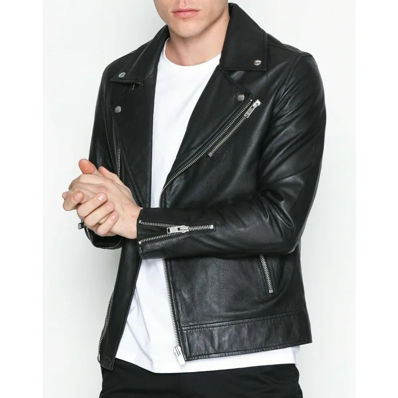 

Men's Black Leather Jacket Stylish Slim Fit Biker Motorcycle Jacket Fashion Trends