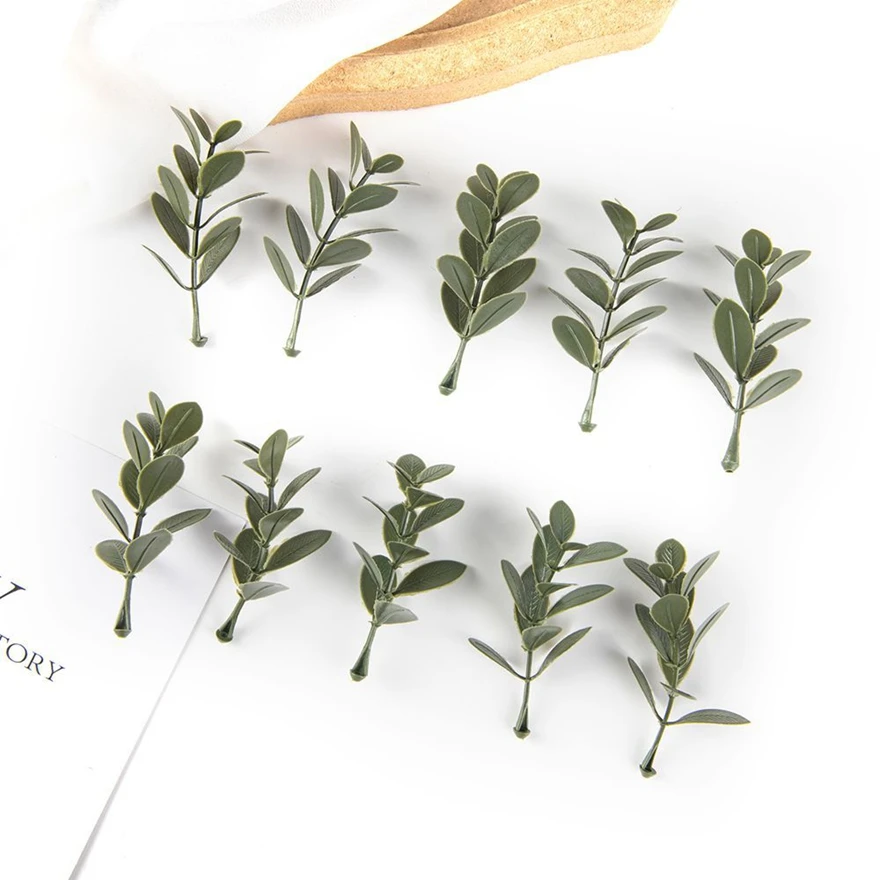 50pcs Artificial Plant Leaves Wedding Bridal Bouquet Party Outdoor Garden Home Room Table Wreath Decoration DIY Background Wall