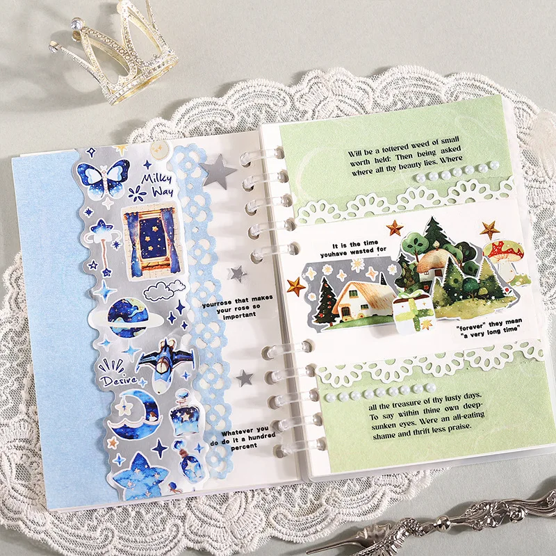 1roll/2roll Foil Paper Tape Dream Journey Series Multi Collage Fairy Tale Theme Supplies Stickers 6 Styles Tape Sticker