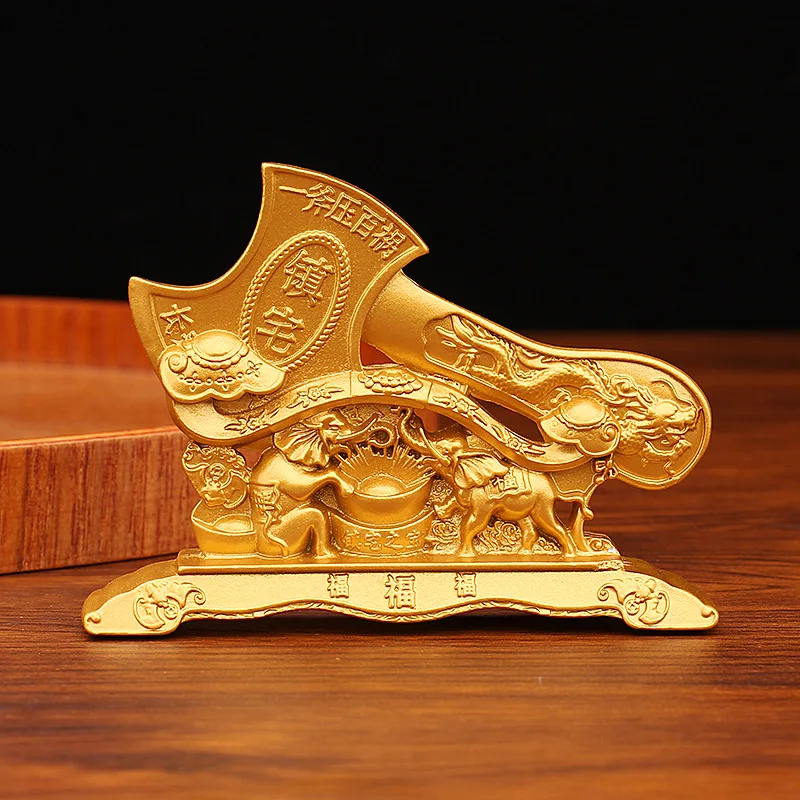 

Twelve Zodiac Ox Fortune Axe Ornament Office Desktop Fortune Elephant Metal Craft Stall Small Item Wholesale