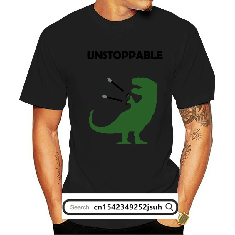 

YM Unstoppable T-Rex T-shirt Funny Drawing Dinosaur Tee Dino Nature Animal Top Long Sleeve T Shirt Men