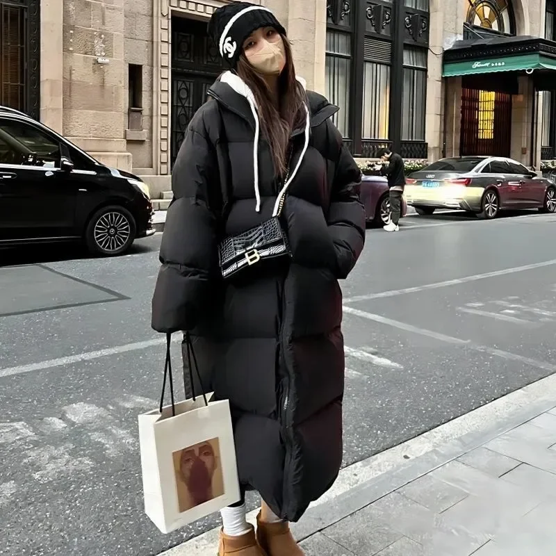 2023 New Winter Cotton padded jacket Women's mid length thick loose oversized jacket Women's clothing fur collar jacket