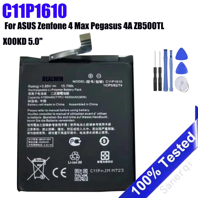 4100mAh C11P1610 Mobile Phone Battery For ASUS Zenfone 4 Max Pegasus 4A ZB500TL X00KD 5.0