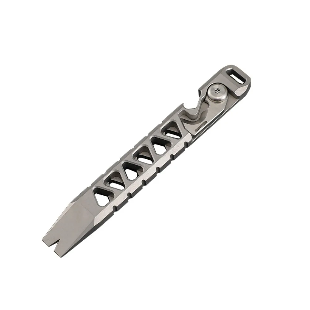 Multifunctional EDC Gadget TC4 Titanium Crowbar Outdoor Survival Crowbar Camping Bottle Opener Rope Cutter