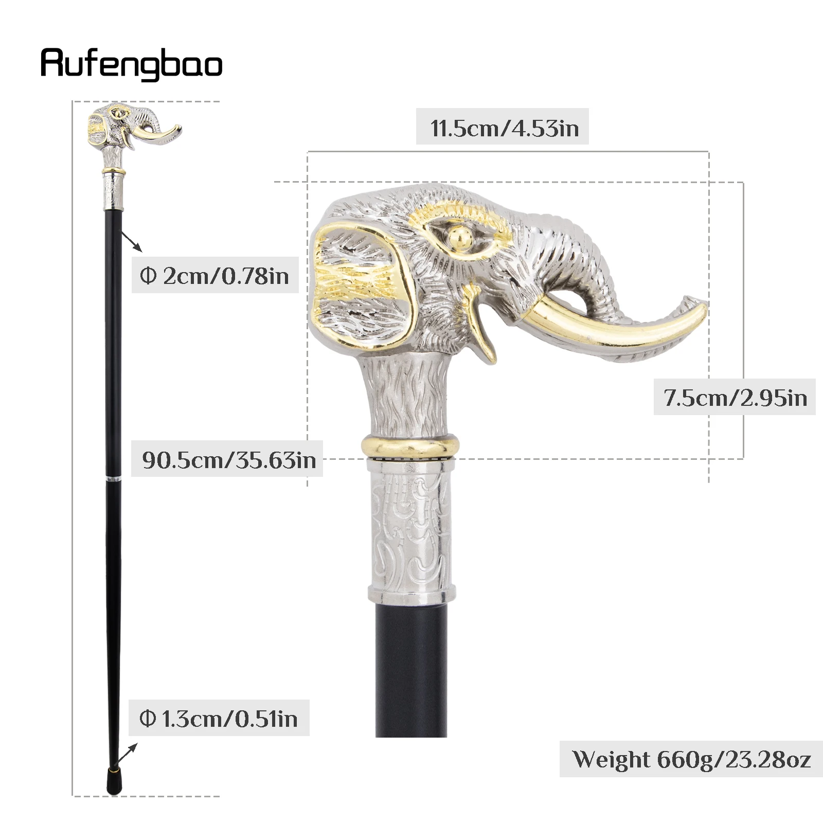 Golden White Elephant Tusks Luxury Walking Stick  Stage Cane Decorative Stick Cane Cosplay And Parties, For Cosplay & Party