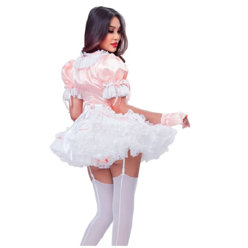 Hot selling effeminate Adoree French maid uniform round neckline dress sexy maid cosplay with lock set customization