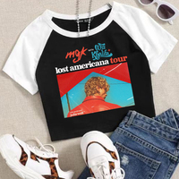 Machine Gun Kelly MGK Lost Americana Tour Crop Tops T-Shirt Girls Fashion Women O-Neck Short Sleeve