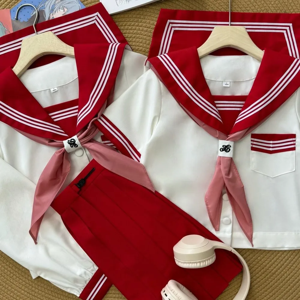 Uniforme Jk Abito da marinaio di base a tre colori Maniche lunghe e corte Abito uniforme da campus Jk giapponese Uniforme da marinaio cosplay anime