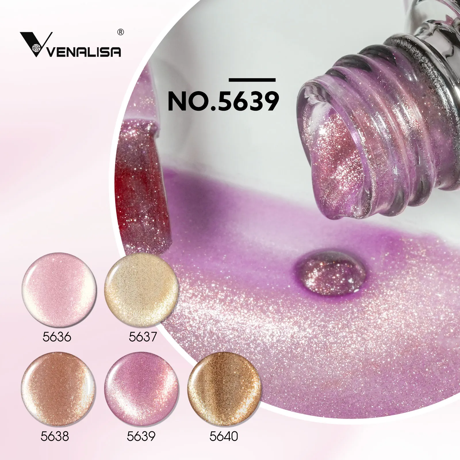 Venalisa Cat Eye Gel Nagellack Set Magnetischer Effekt Schimmerndes Nagelgel Set Hochpigmentiert Abziehbarer UV LED Nagelkunst Maniküre 10ml x 5 Stück – Detail 21