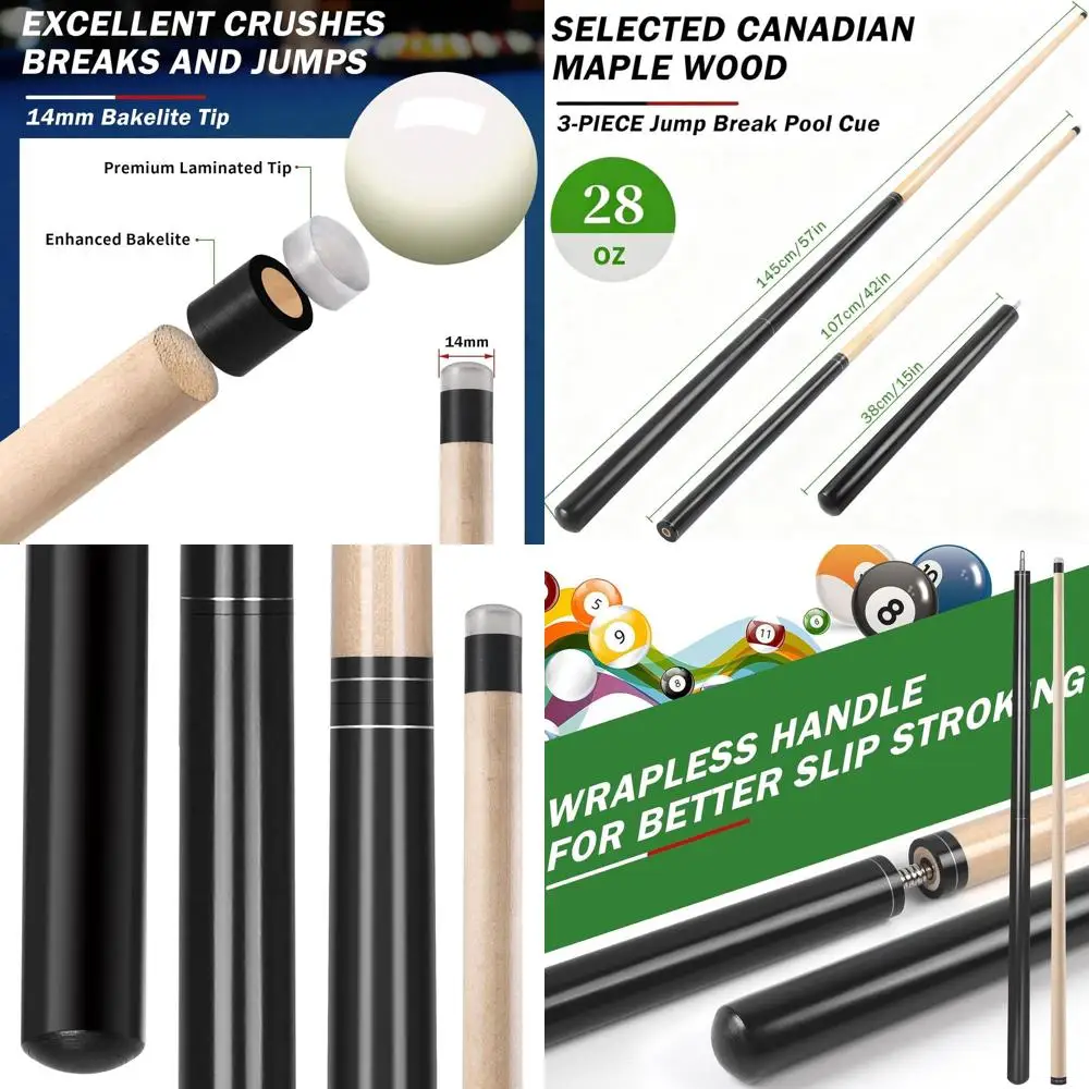 

Solid Break Cue with Jump and Heavy Hitting Power, 2-Piece Pool Stick, 21-25 oz