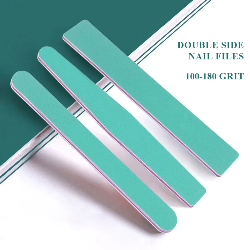 5Pcs Washable Professional Double Side Nail Files 100/180 Sandpaper Polishing Equipment Manicure Shine Block Nail Nails Art Tool