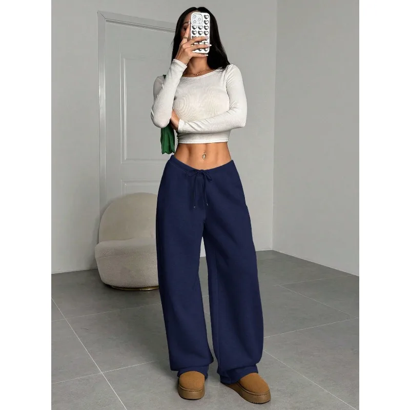 Pantalon de survêtement décontracté pour femmes, ample, couleur unie, cordon de serrage à la taille, tenue pour enseignant de remise de diplôme, pantalon ample pour la rentrée scolaire