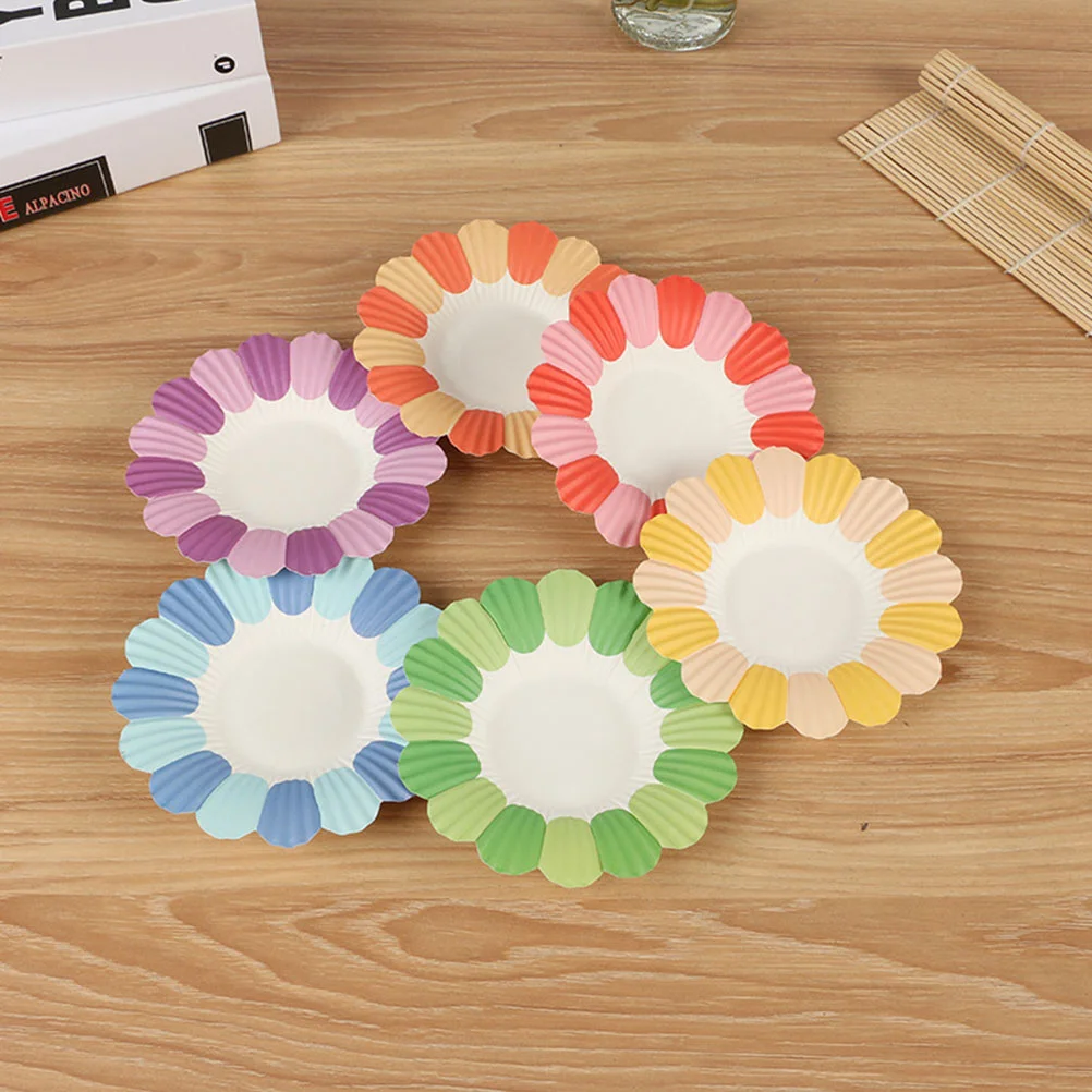 

50 Pcs Flower Paper Plate Lightweight Plates Holiday Dinner Tableware Party Snack Dinnerware Portable