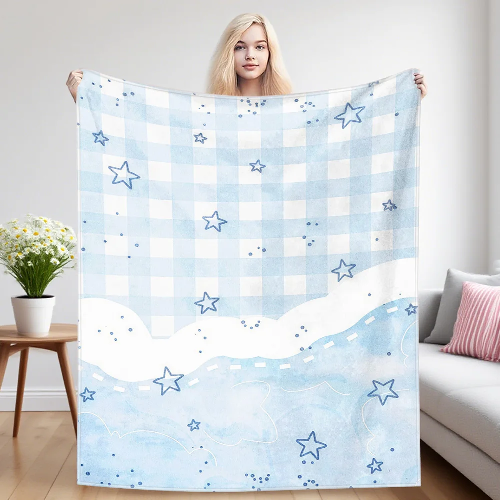 BlueS- Star Nap Blanket,Flannel Blanket,Suitable For Sofas,Beds,Cars,Rooms,Offices,Camping,Exquisite Gift Blankets