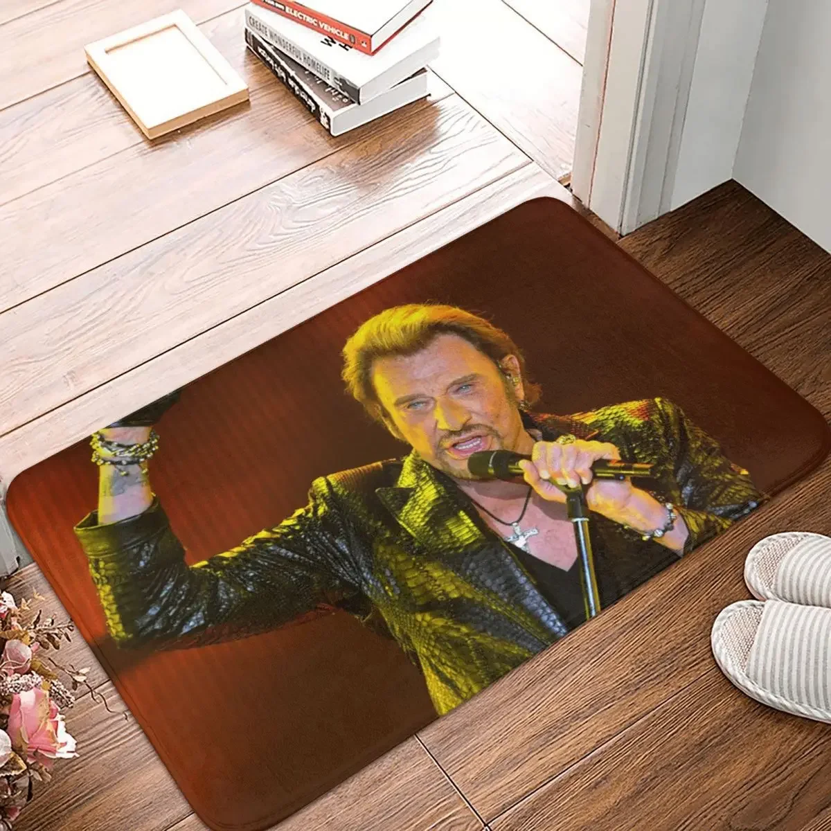 

Johnny Hallyday Doormat Rug Carpet Mat Footpad Polyester Anti-slip Sand Scraping Front Room Corridor Kitchen Bedroom Balcony