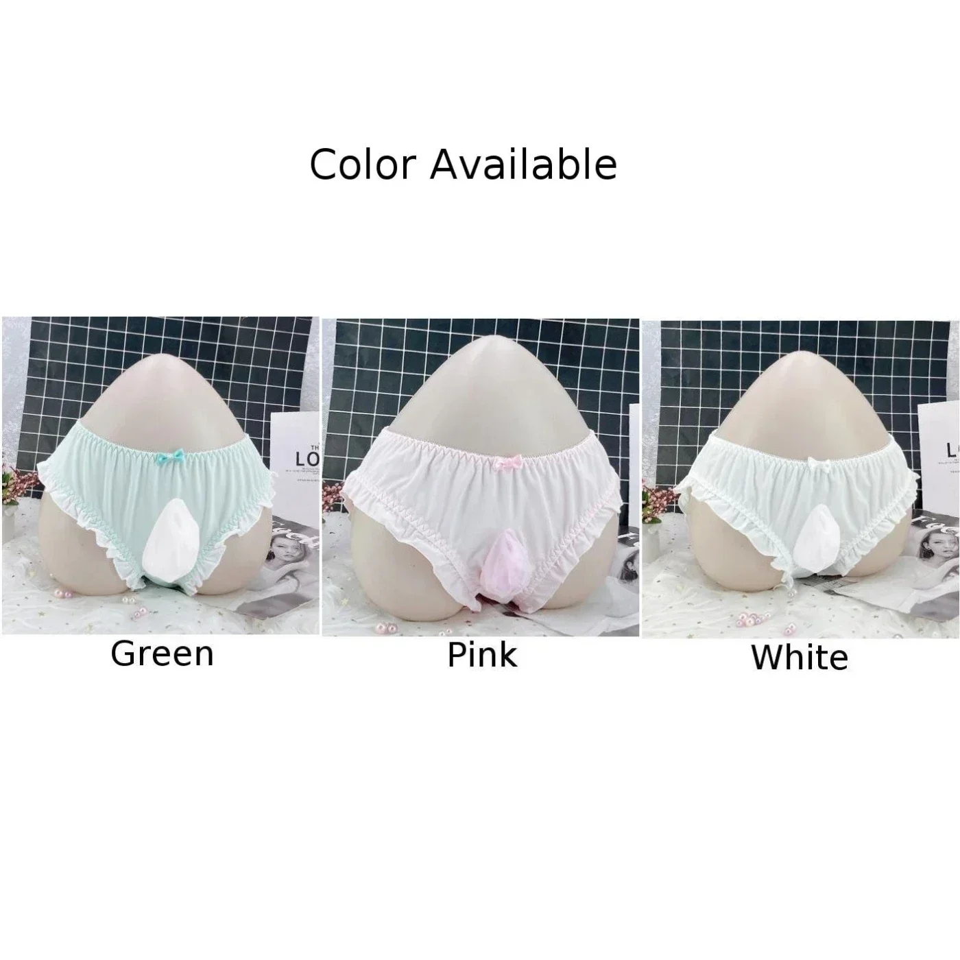 Men Briefs Thongs Sweet Bowknot Sissy Panties Gays Underpants Sexy Underwear Long Elephant Nose Erotic Lingerie JJ Sleeve