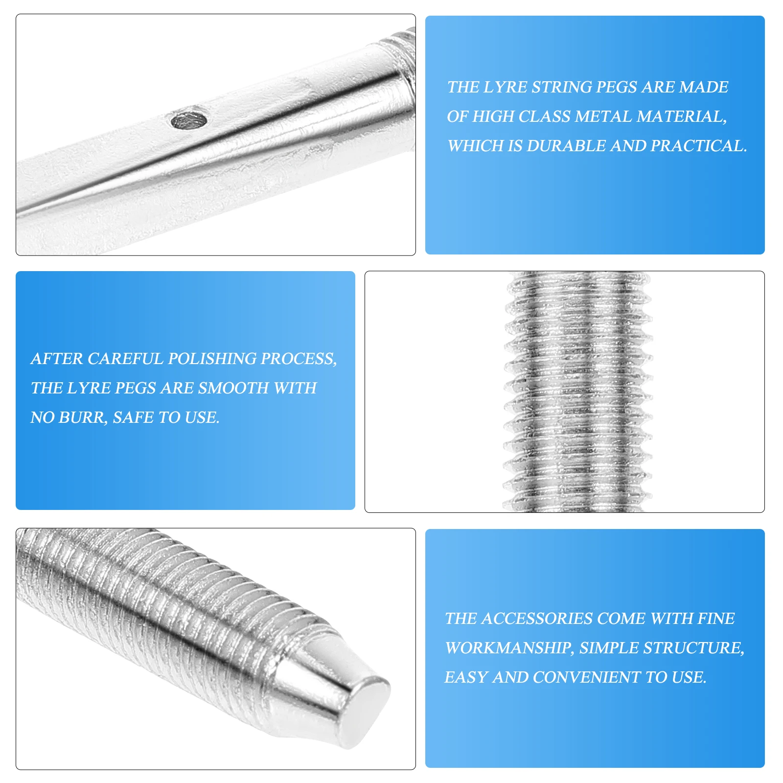 

Lyre Harp Pegs String Nails Durable Metal Easy Use Musical Instrument Supplies Tuning Parts Gifts Practical Smooth No Burr