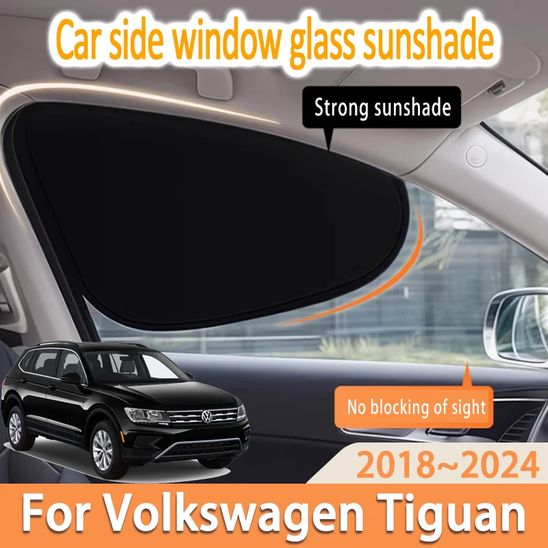

Солнцезащитный козырек на боковое окно автомобиля для VW Volkswagen Tiguan 2018 ~ 2024, передний и задний боковой оконный щиток, автоматическая защита от солнца и ультрафиолета