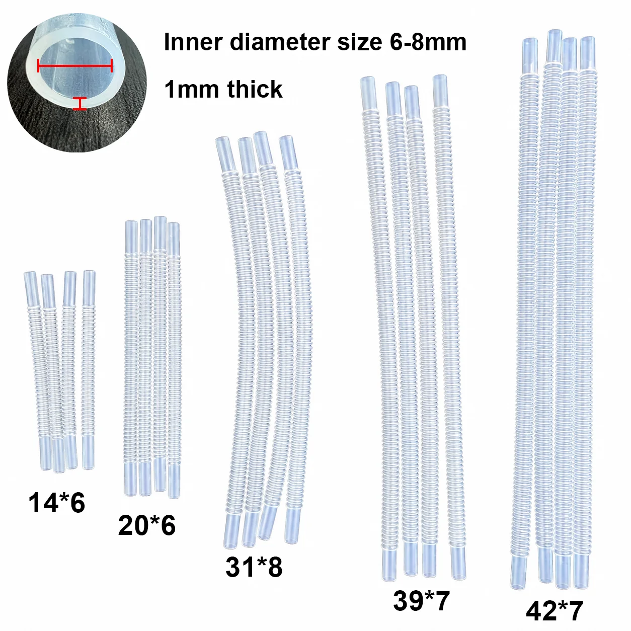 PTFE Corrugated Hose 14cm 20cm 31cm 39cm 42cm Flexible Water Cooling Tube for ASIC Miner Hydro Cooling System Replacement Parts