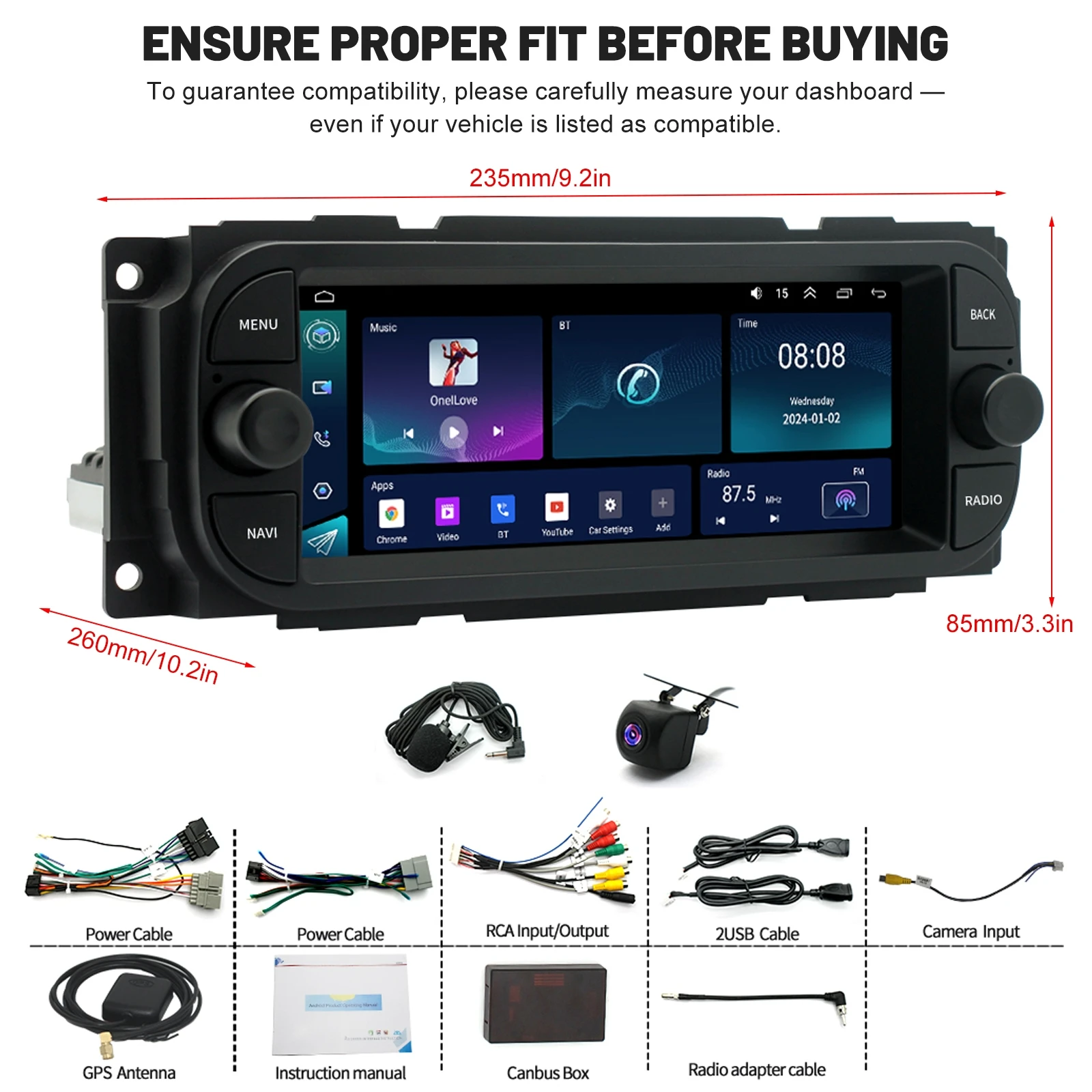 Picture 6: 6.86inch Car Stereo Multimedia Video Player with GPS Navigation CarPlay Android Auto Mirror Link for Jeep Dodge Grand Cherokee