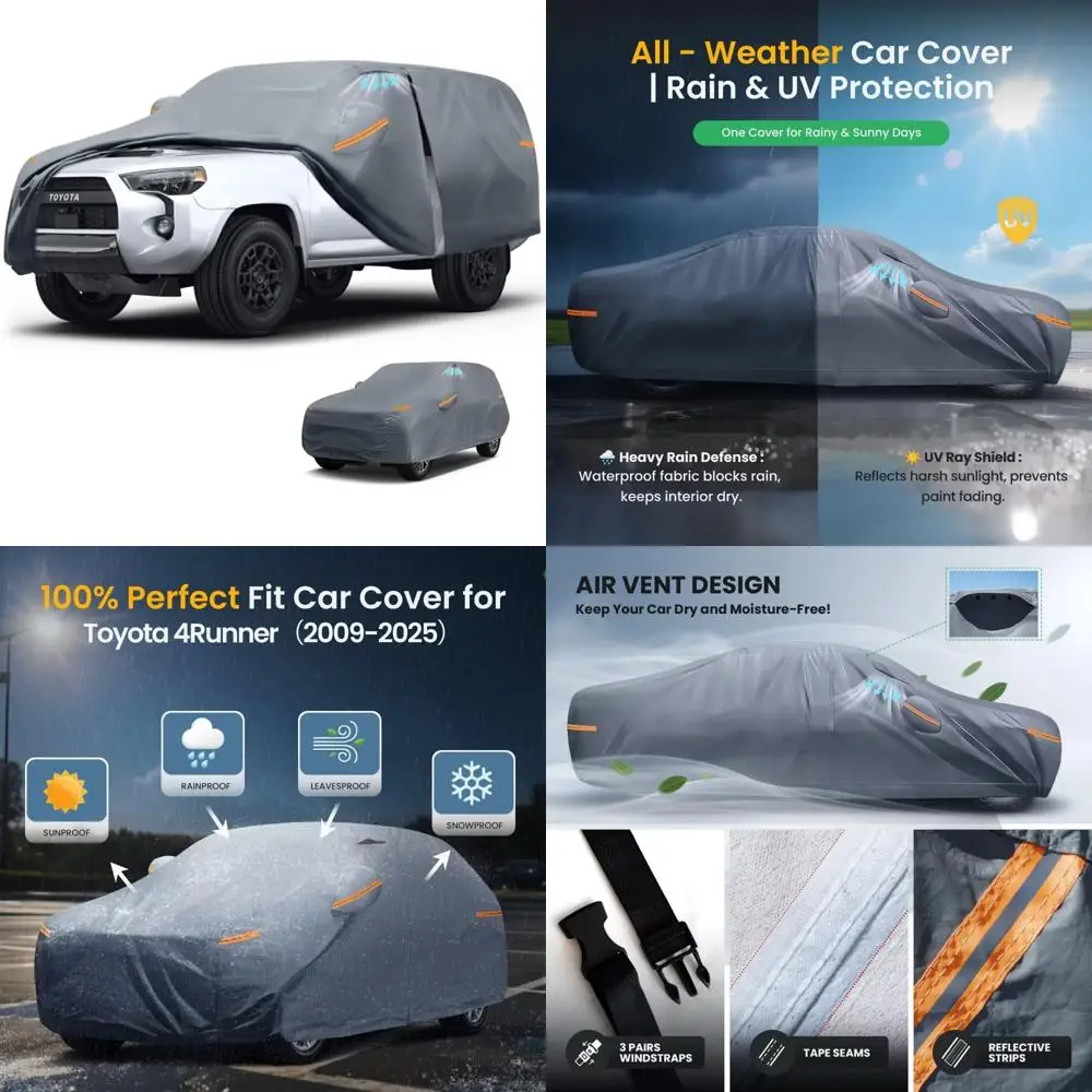 

Breathable Ventilated Car Cover with Premium Cotton Liner and Zipper, Waterproof for 2009-2025 4Runner Models