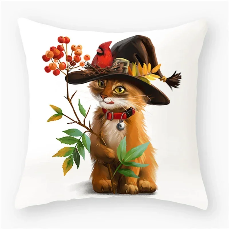 الكرتون القط الحيوان أريكة غطاء الوسادة الزخرفية وسادة المخدة البوليستر 45*45 رمي وسادة ديكور المنزل غطاء وسادة
