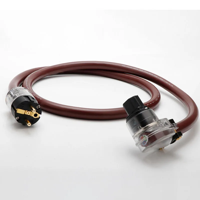 Single Crystal Copper Fever Power Cord HIFI Amplifier Audio 7-Character L-Shaped Elbow Plug Tail Cable