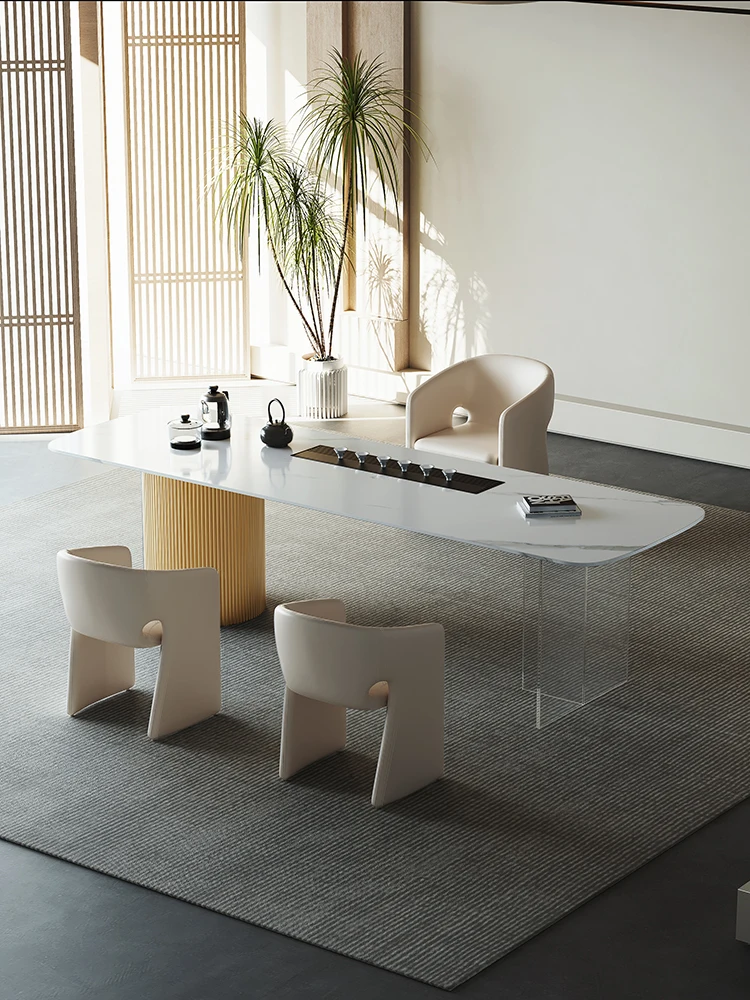 Light luxury tea table, home office, modern simple balcony, tea table and chair, combination kung fu rock slab tea table, desk