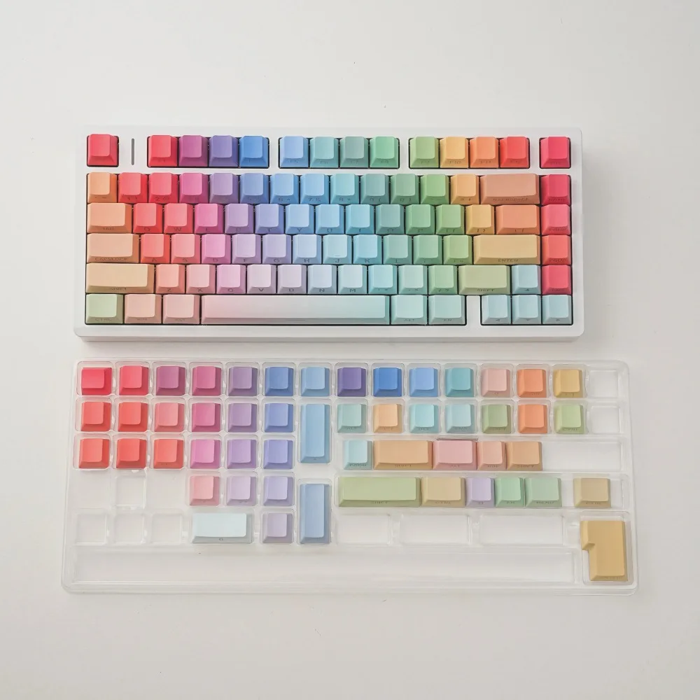 

130keys Gradient Translucent Color Sided Printed Keycaps for Mechanical Keyboard English Korean Cangjie Key Caps Cherry PBT