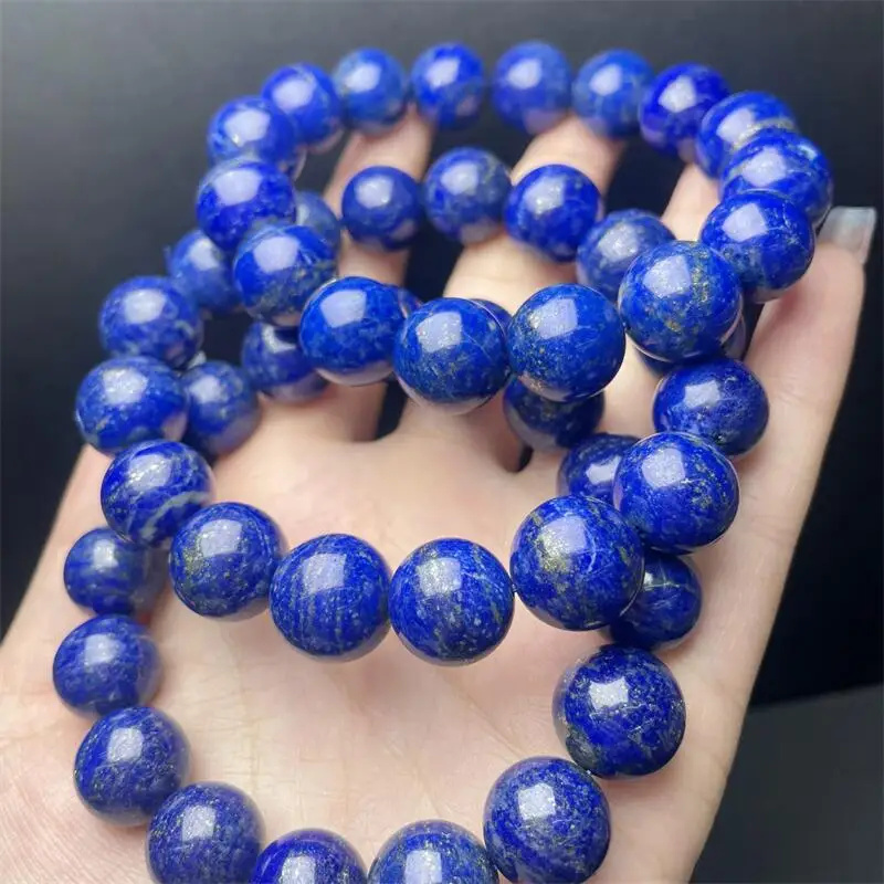 13MM Natural Lapis Lazuli Bead Bracelet Energy Gemstone Women Stretch Jewelry Healing Birthday Present 1PCS