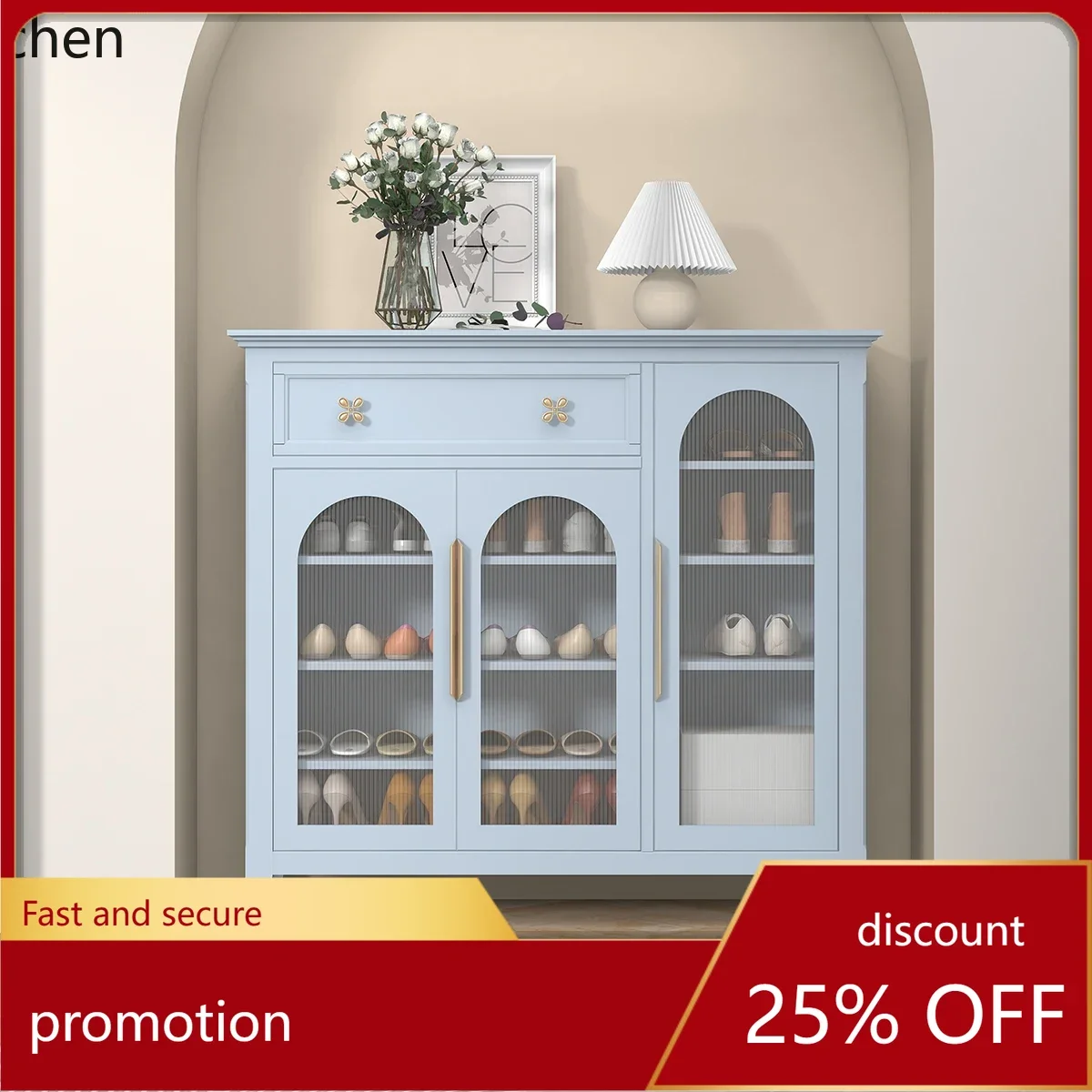 

HXL Simple blue dust-proof shoe cabinet Large-capacity household door entrance cabinet Living room side cabinet