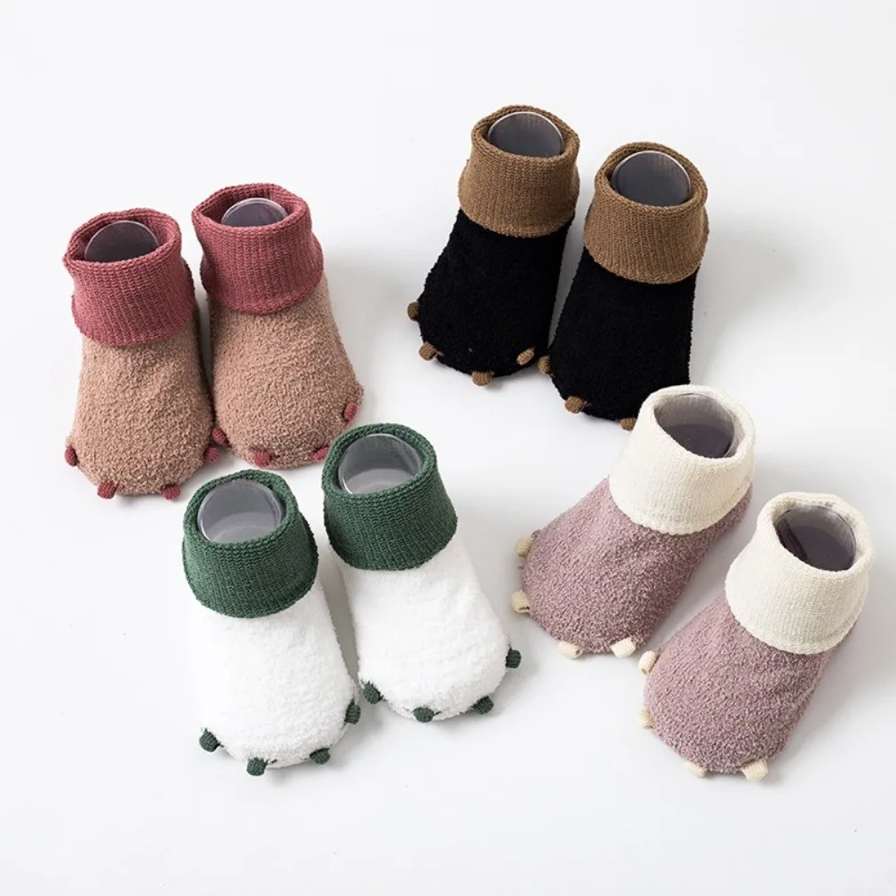 Cute Soft Cotton Newborn Socks Casual Warm Little Paw Non-slip Floor Socks Fluffy Thick Warm Leg Socks Infant Winter Wear