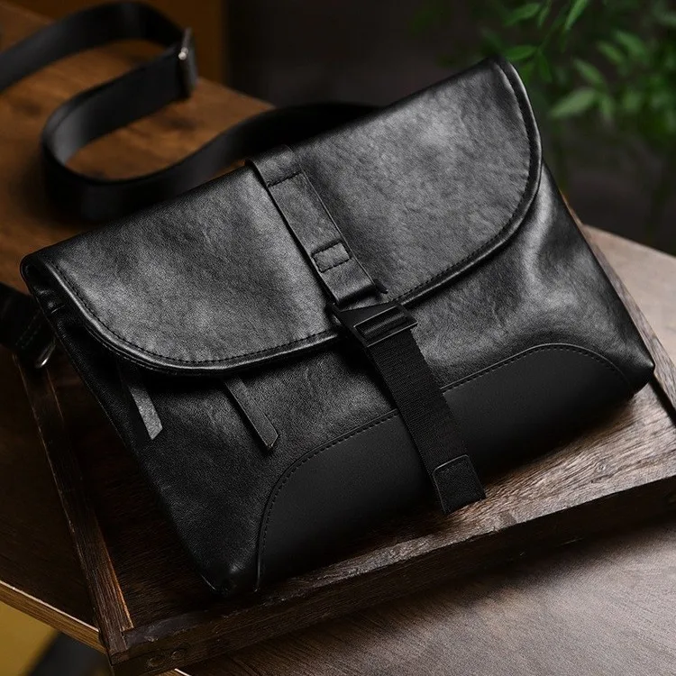 Men's Genuine Leather Crossbody Bag, Business Commute Shoulder Bag, Large Capacity Casual Outdoor Bag
