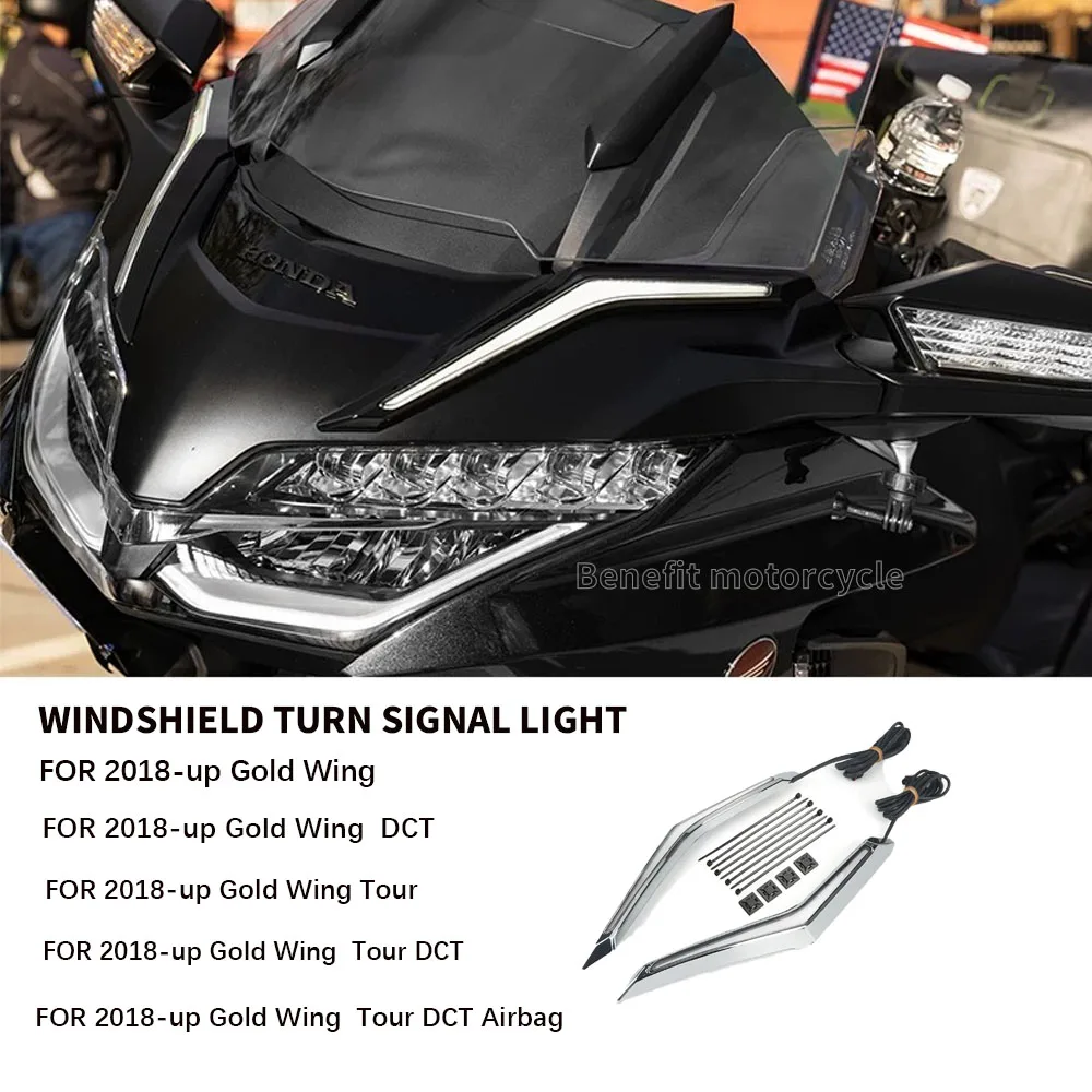 For HONDA Goldwing GL1800 2018 UP 2018-2023 STRIKE WINDSHIELD TRIM LED Decorative Light Running Light Turn Signal Light