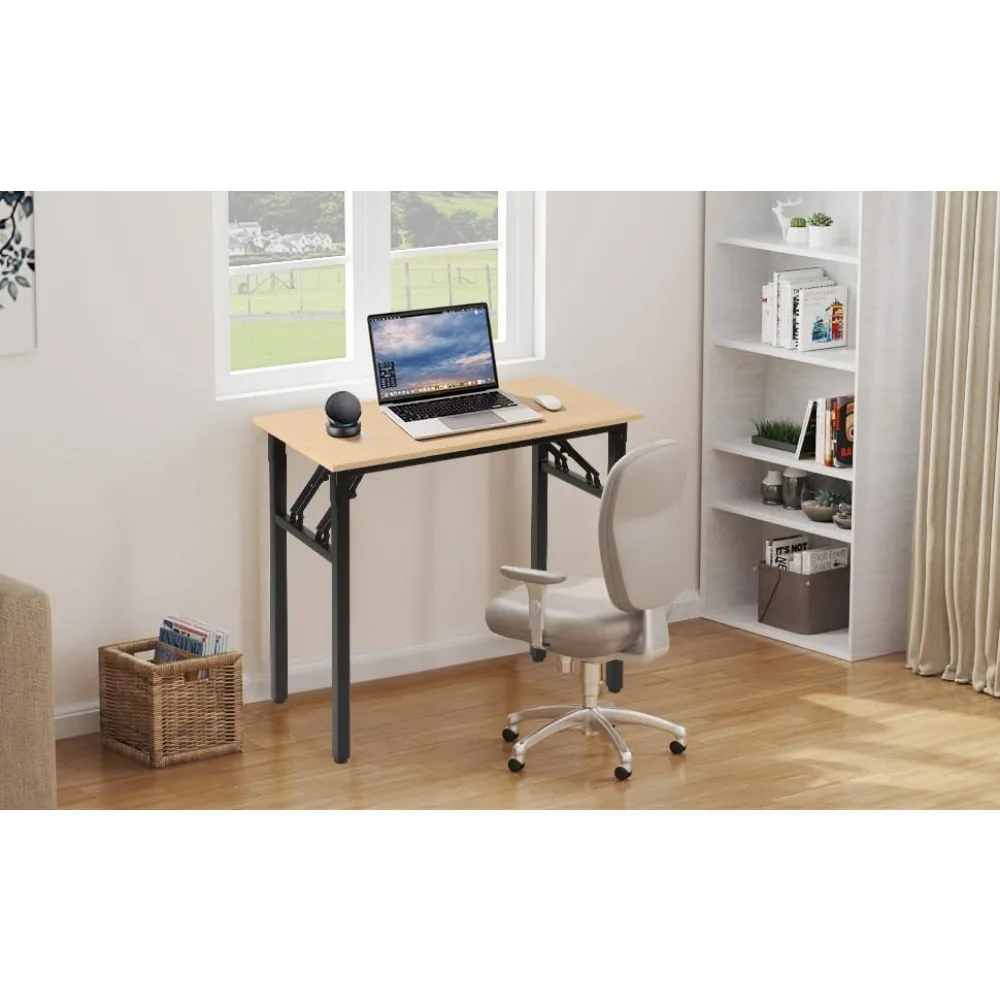 Small Foldable Computer Desk, 31.5 inch Small Folding Home Office Desk for Small Spaces, Modern Simple Style
