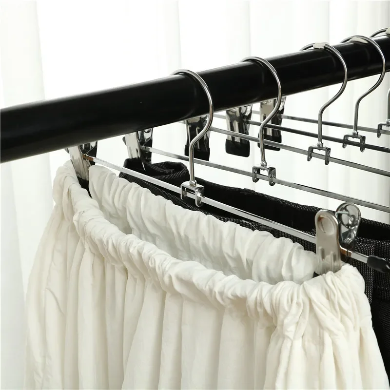 

Pants Skirt Hangers with Clips 10 Pack Metal Trouser Clip Hangers for Space Saving Ultra Thin Rust Resistant Hangers