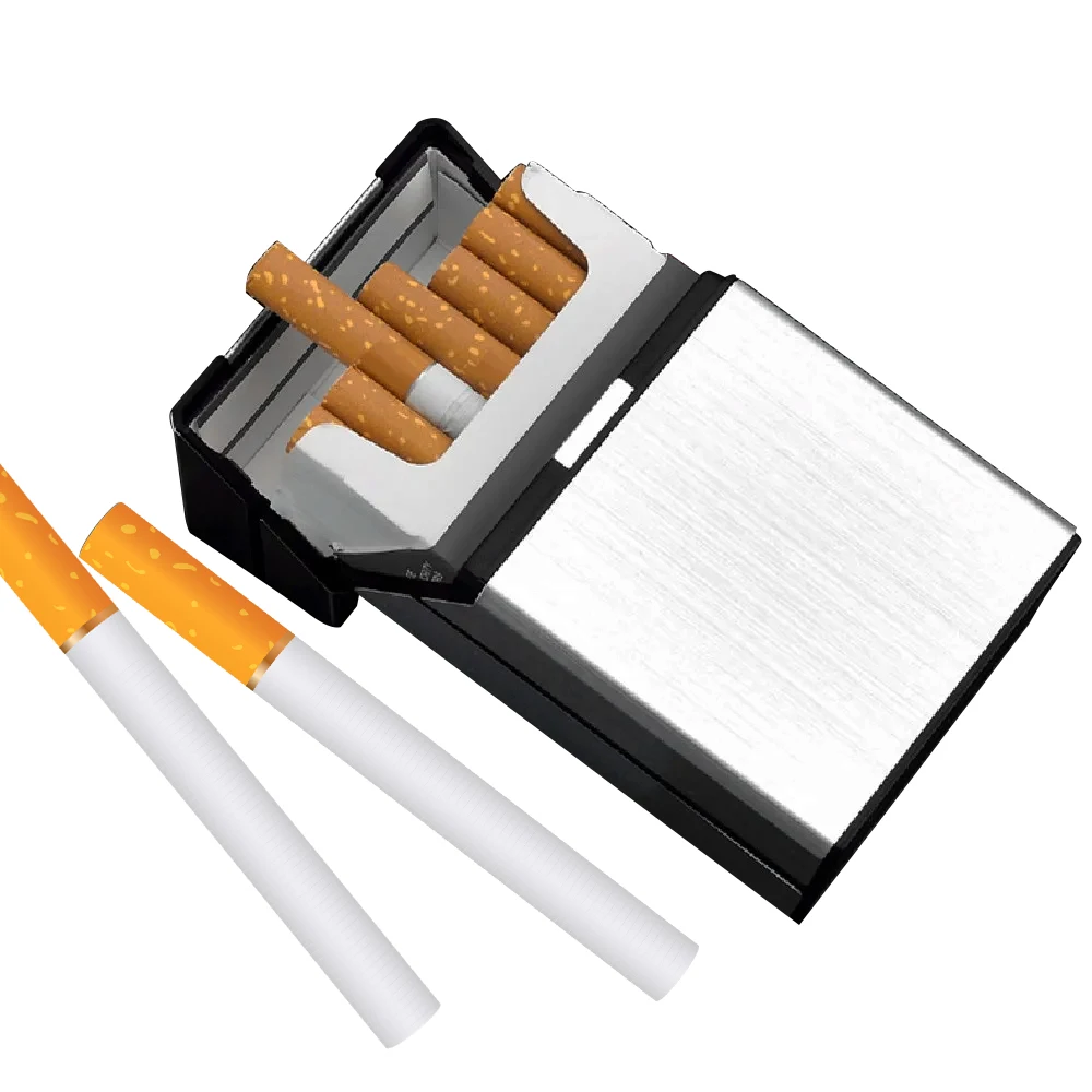 Cigarette Case Holder 20pcs Capacity Cigarettes Holder Metal Cigarette Storage Box Magnetic Flip Cap Mirror Bottom Smoking Gifts